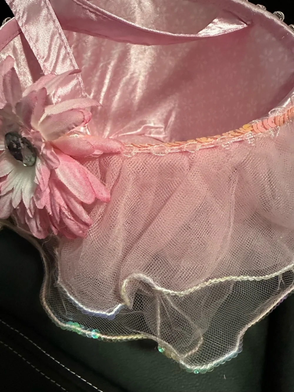 Pink Tulle Flower Basket